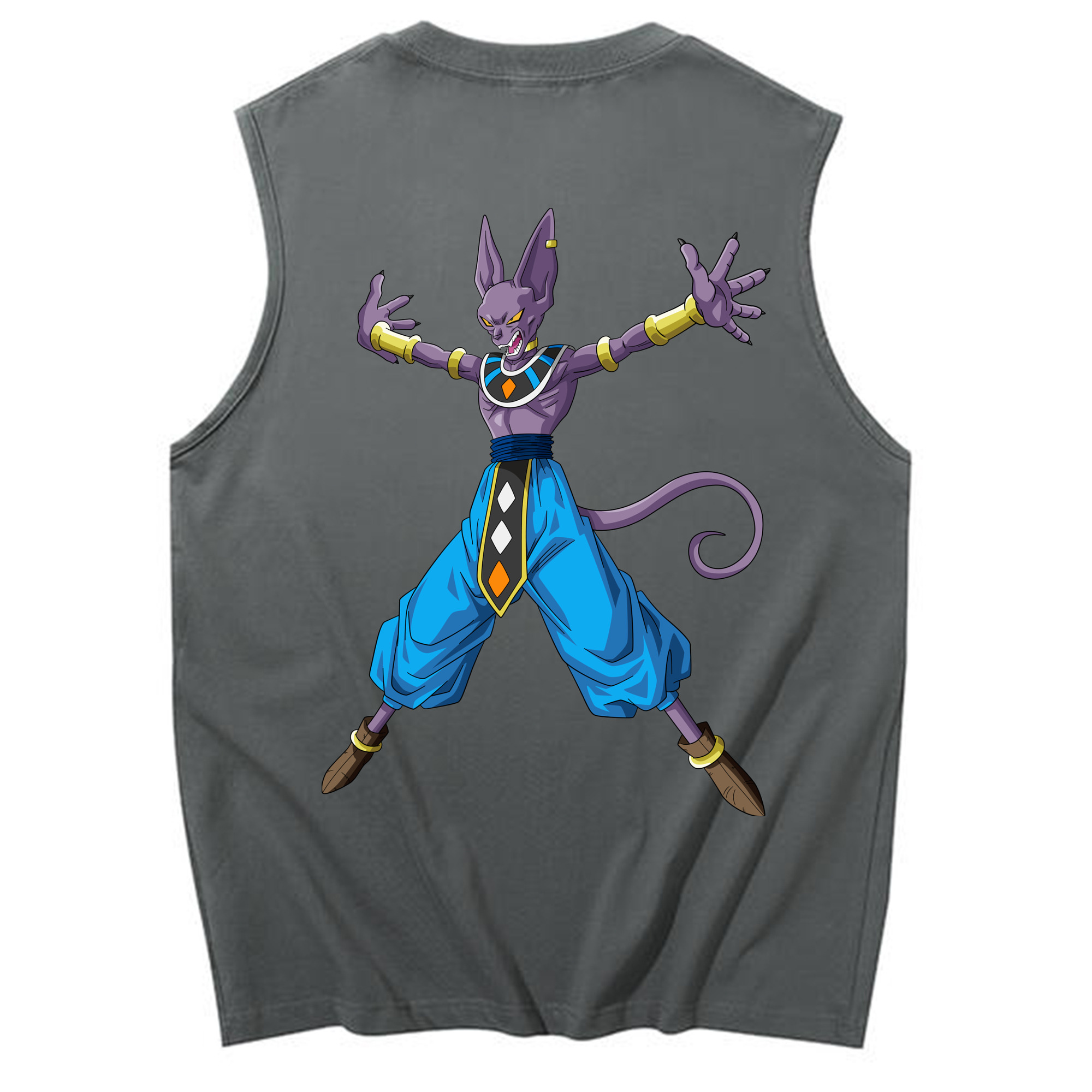 （画像用） ドラゴンボール ビルス 破壊神ビルス DRAGON BALL Beerus Birusu コットン100％タンクトップ（背面プリント）